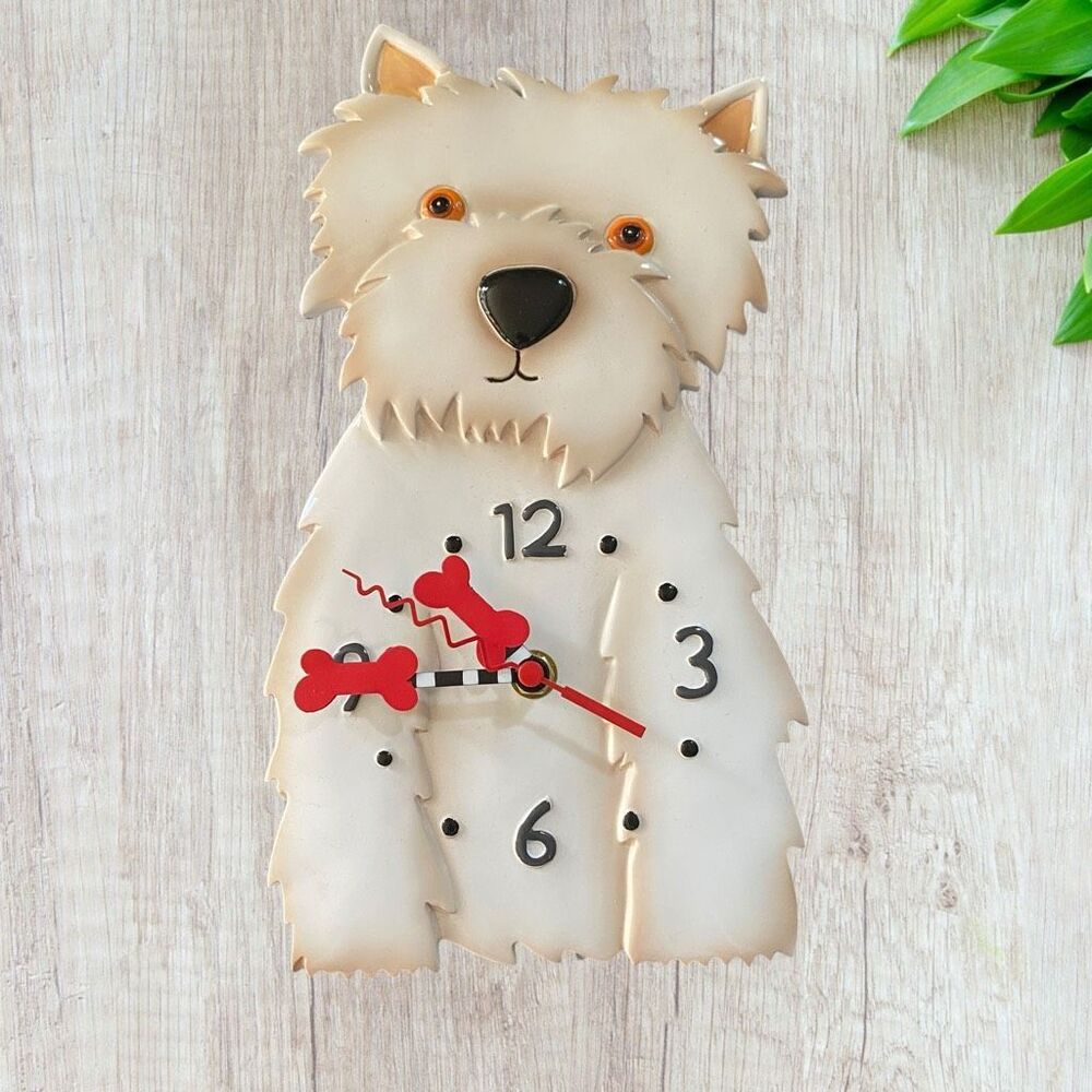 Allen Designs Westie Dog Clock Standard Wall Clock